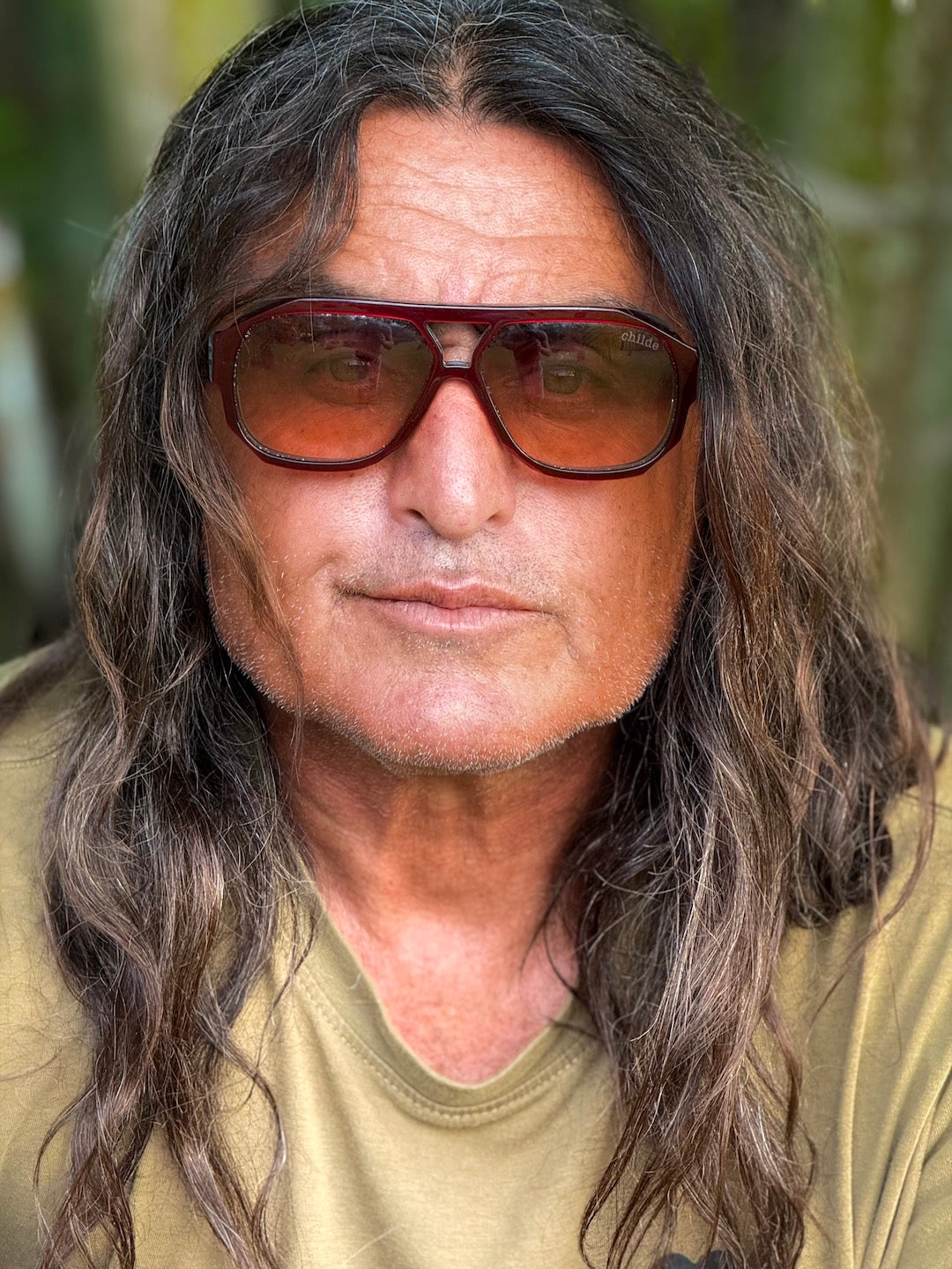 Ross Clarke-Jones wearing Childe Mood sunglasses close-up
