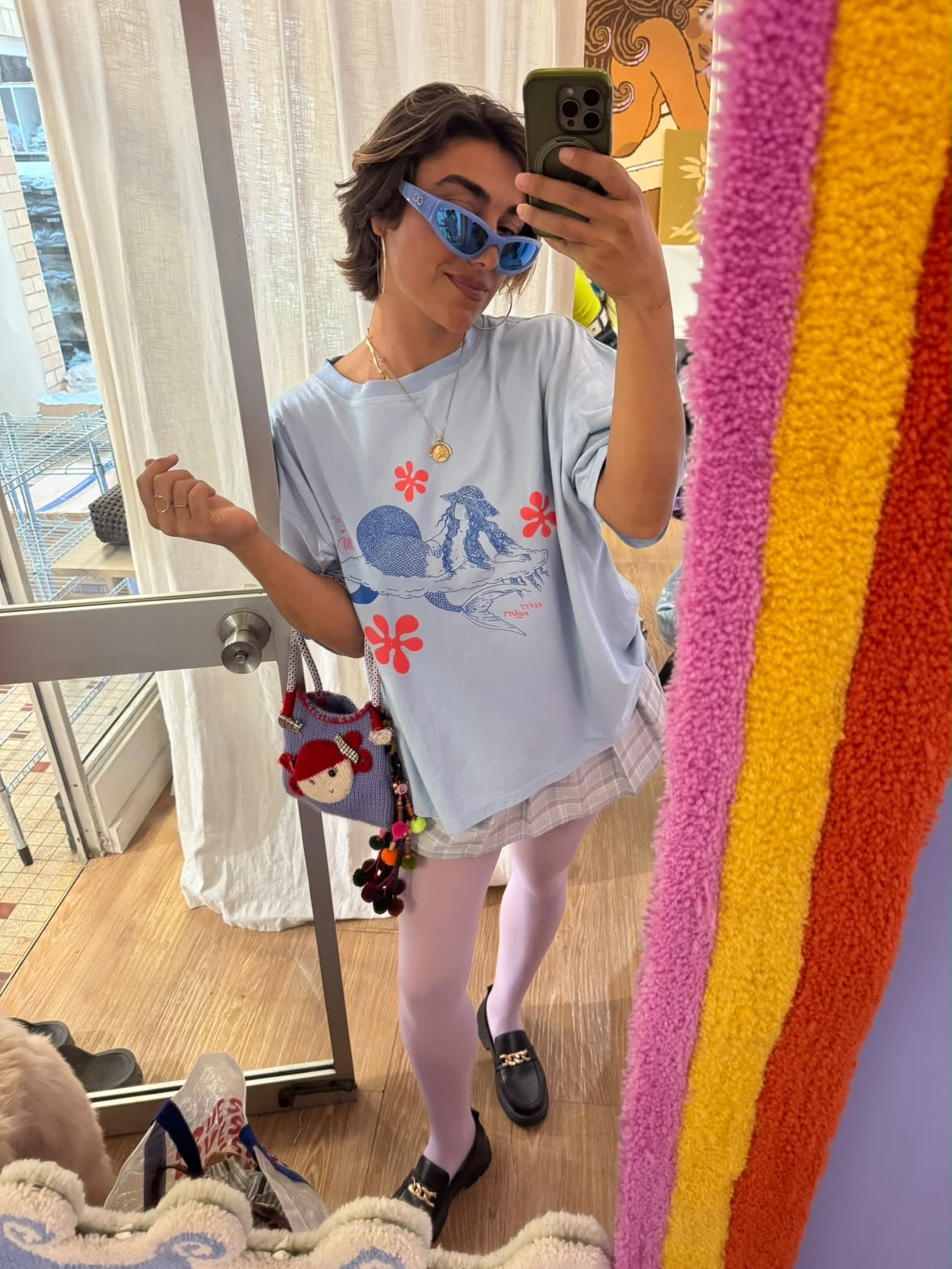 Ambre Victoire Damestoy wearing Childe Tomb Sky Blue Pearl sunglasses