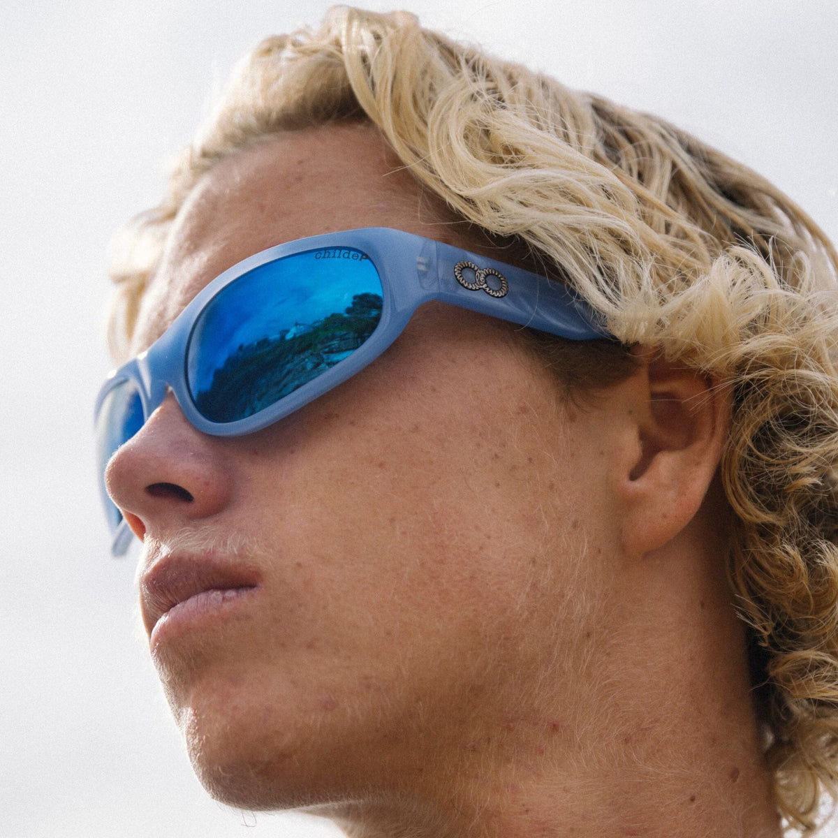 CYLINDER Pearl Sky Blue | Grey Polarised Blue Chrome Mirror Bio Lens