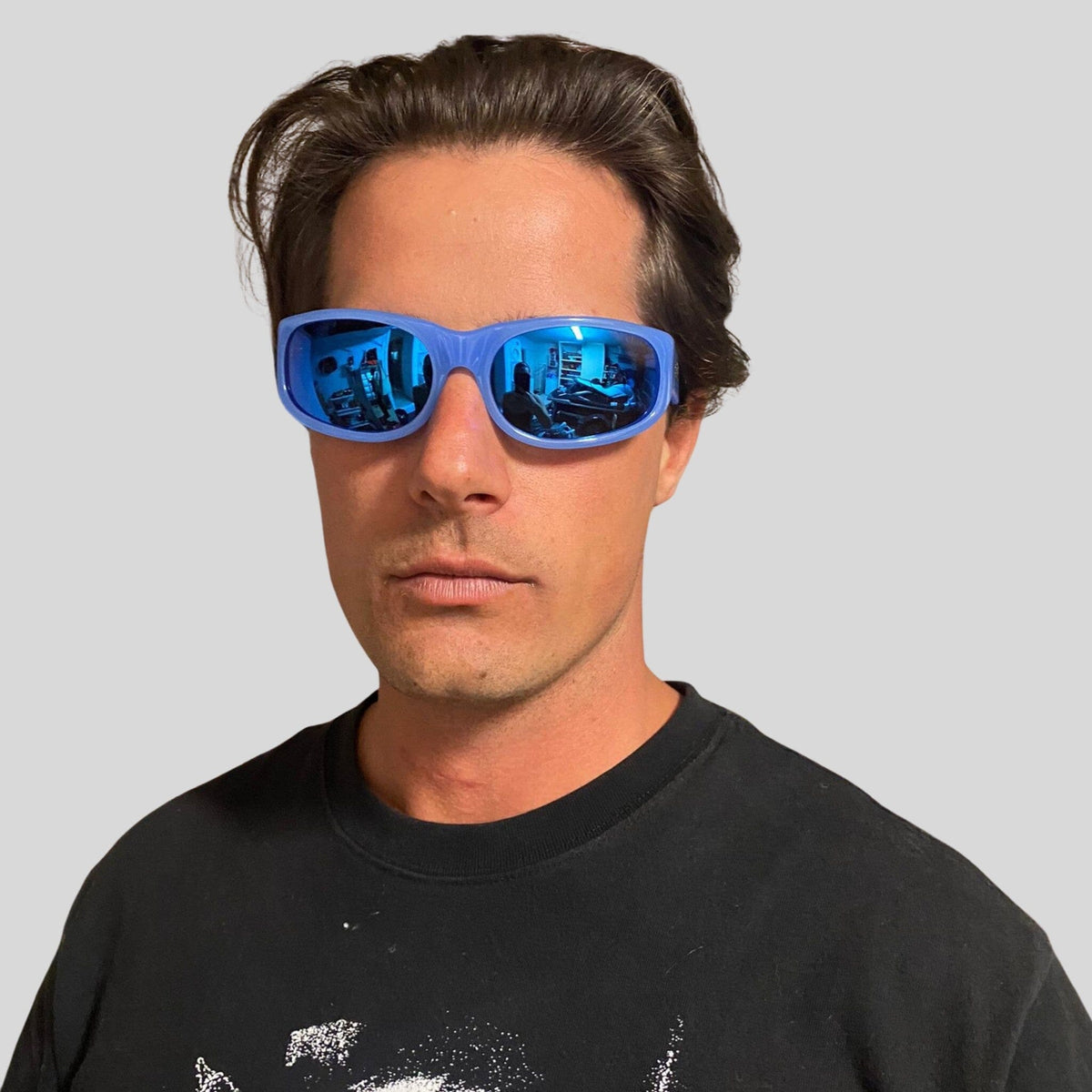 CYLINDER Pearl Sky Blue | Grey Polarised Blue Chrome Mirror Bio Lens