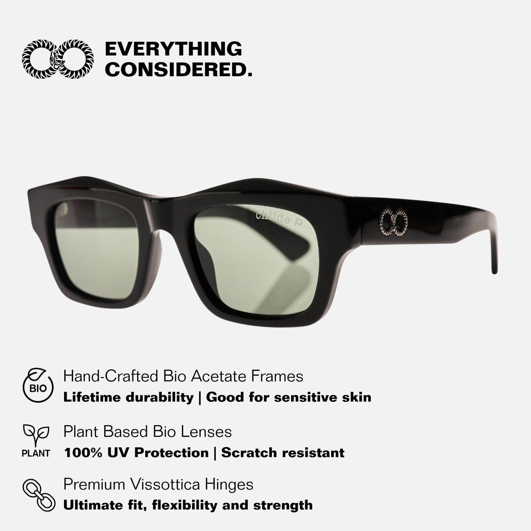 FOLSOM Gloss Black | Green Polarised Lens