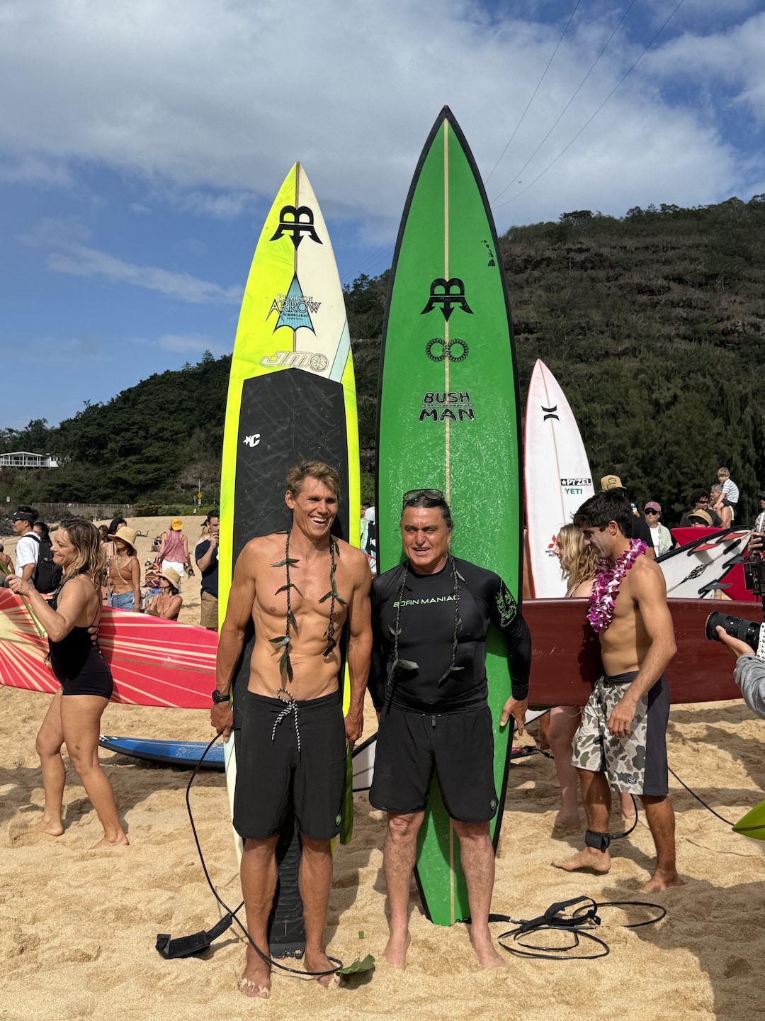 Ross Clarke-Jones with Jamie Mitchell in Hawaii
