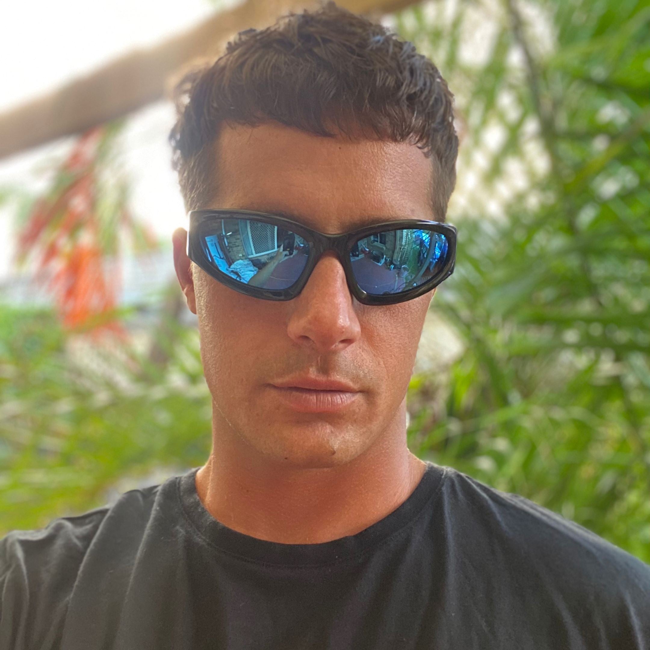 TOMB Gloss Black | Grey Polarised Blue Chrome Mirrored Bio Lens